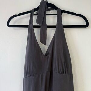 Athleta Hali Halter Dress in Asphalt Ombre shelf bra tie closure